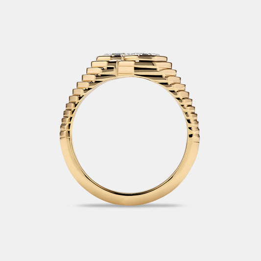 Ziggurat Duo 1.06ctw Octagon Step Cut Diamond Ring