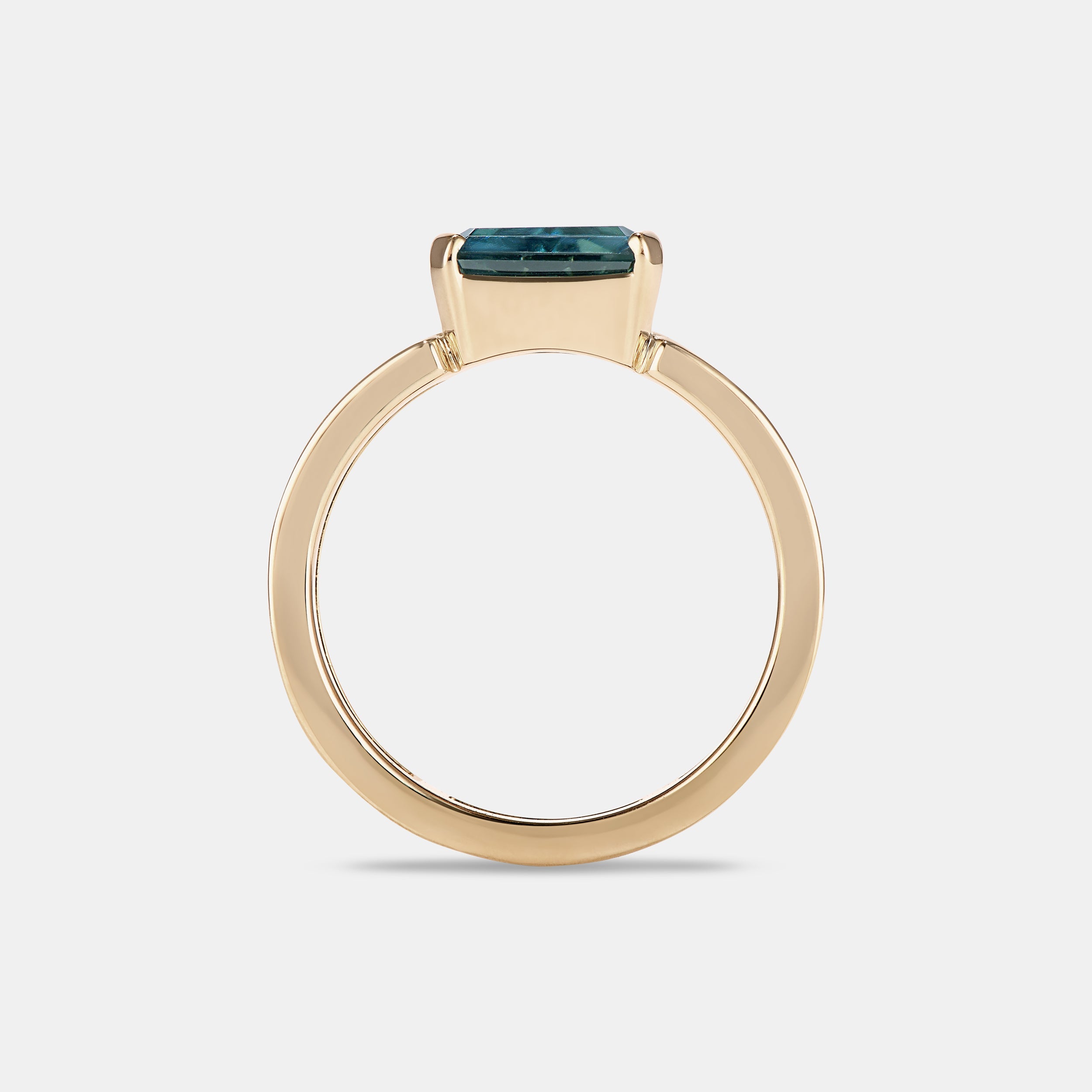 Aegis 1.70ct Shield Step Cut Teal Sapphire Solitaire Engagement Ring