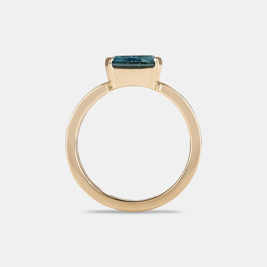 Aegis 1.70ct Shield Step Cut Teal Sapphire Solitaire Engagement Ring