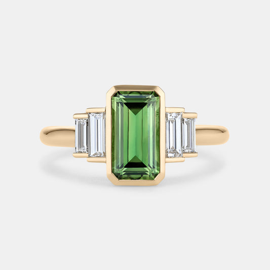 AMELIA 2.05ct Emerald Cut Australian Sapphire Five Stone Engagement Ring