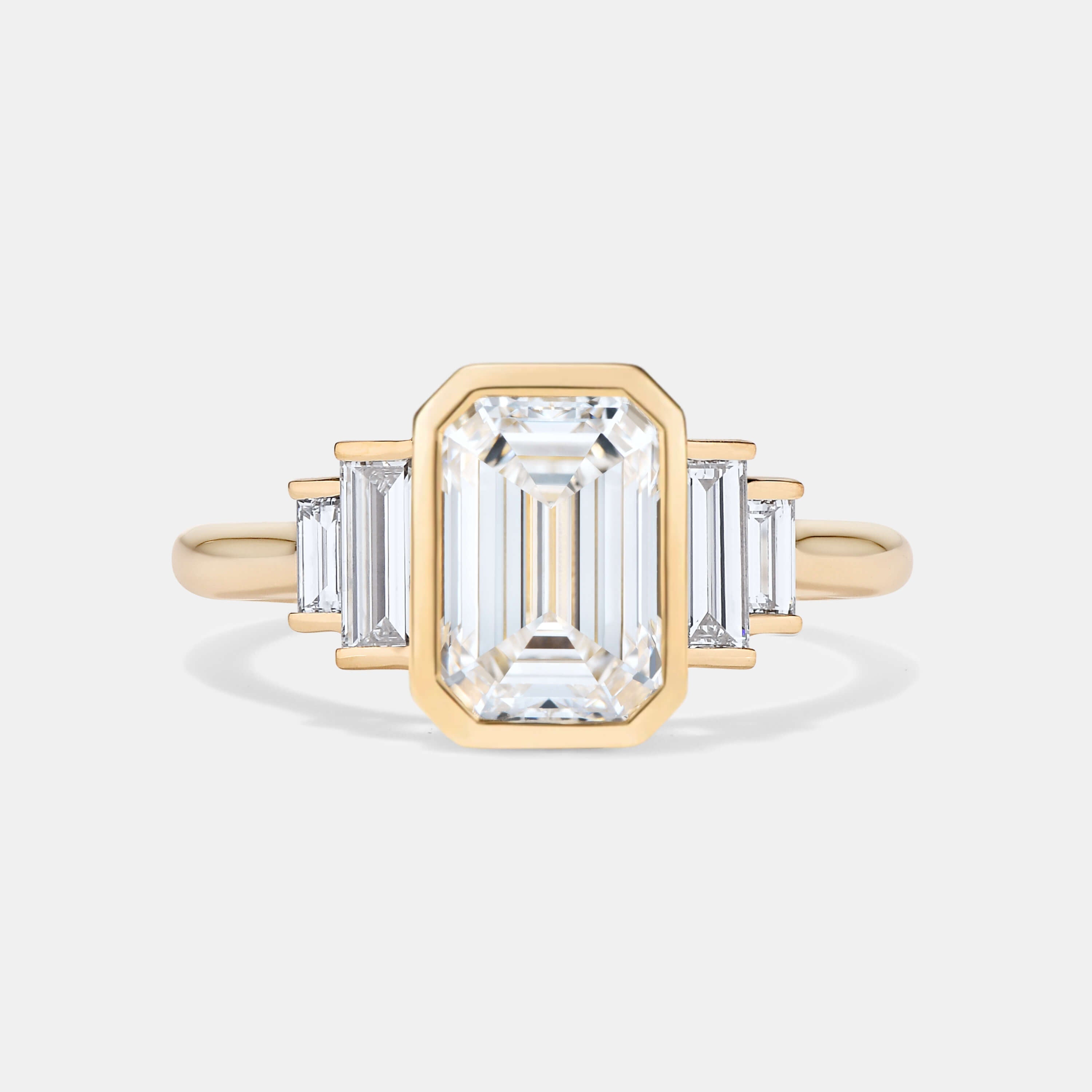 AMELIA Bezel Lab Grown Diamond Three Stone Bezel Engagement Ring