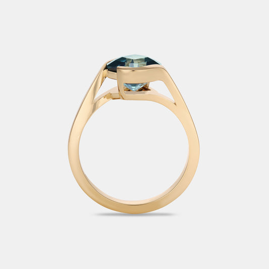 AVA 2.49ct Asscher Cut Teal Sapphire Solitaire Engagement Ring
