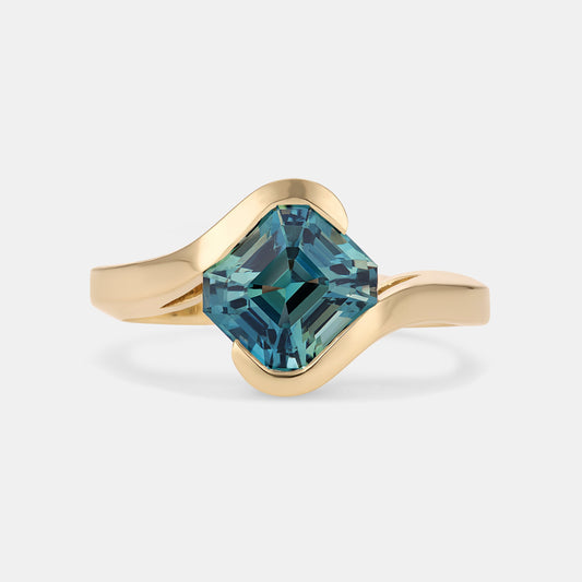 AVA 2.49ct Asscher Cut Teal Sapphire Solitaire Engagement Ring