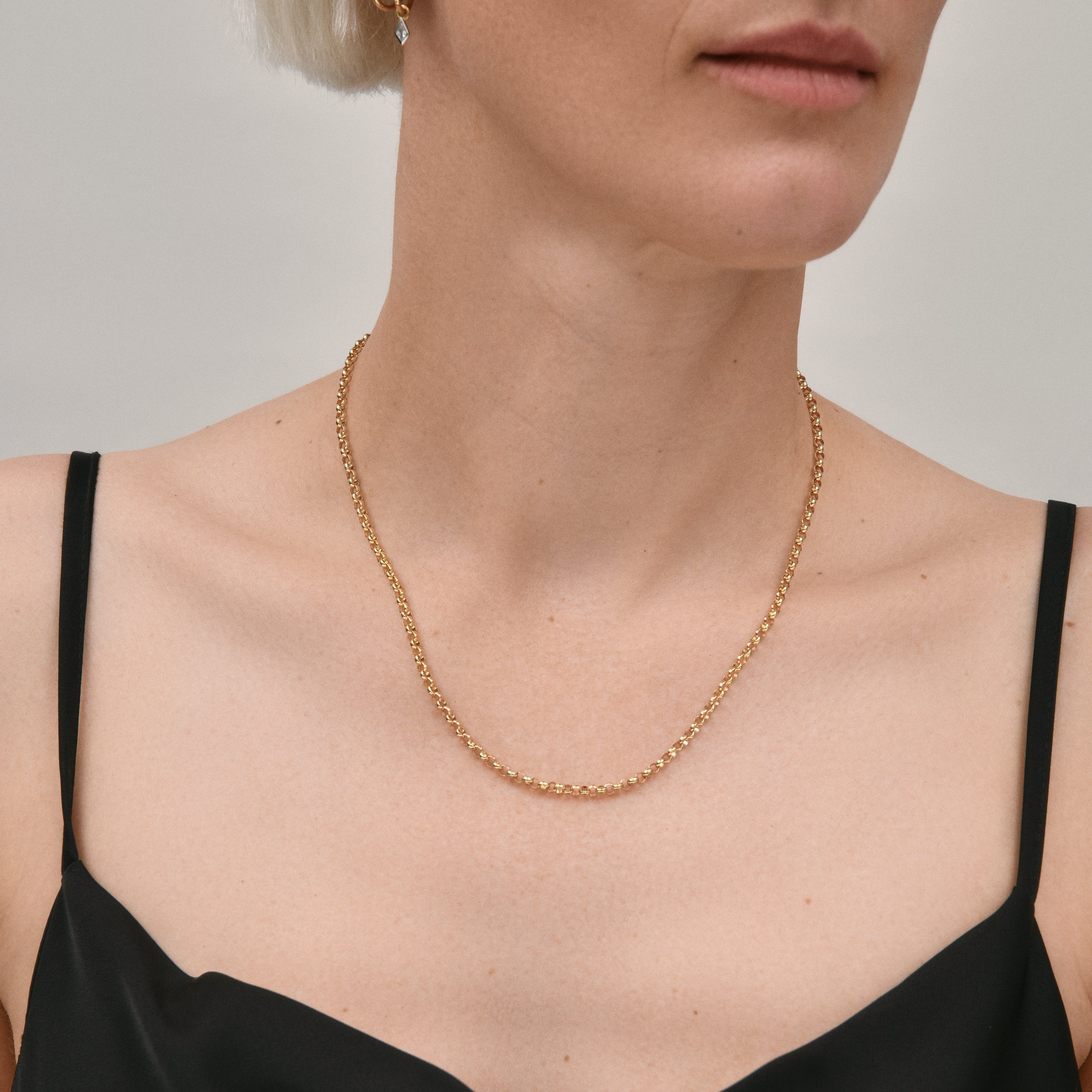 Belcher 3.3mm Chain Necklace in Yellow Gold