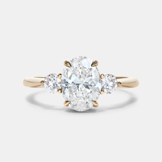 CLOVER Lab Grown Diamond Three Stone Engagement Ring