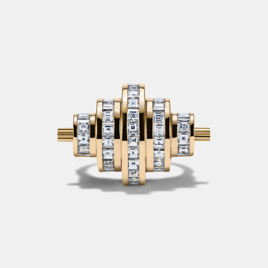Cog Diamond Ring in 18 Karat Yellow Gold