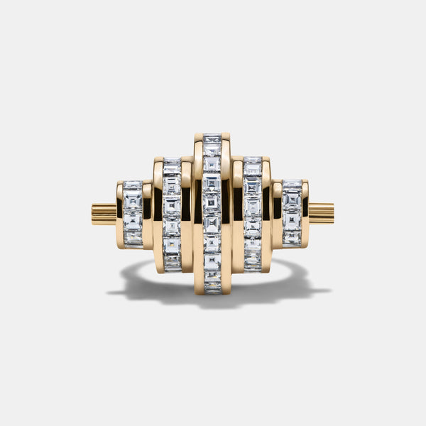 Cog Diamond Ring in 18 Karat Yellow Gold
