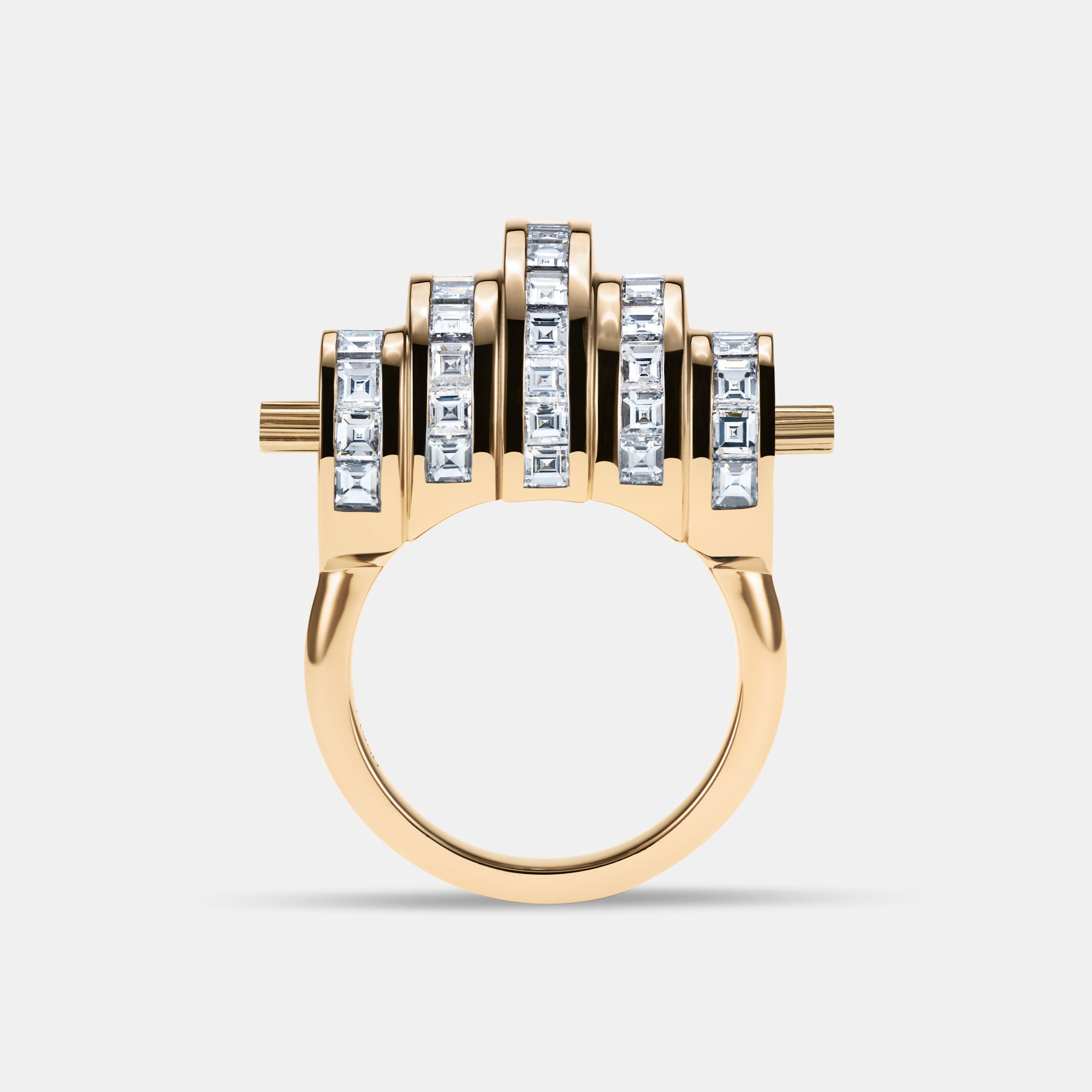 Cog Diamond Ring in 18 Karat Yellow Gold