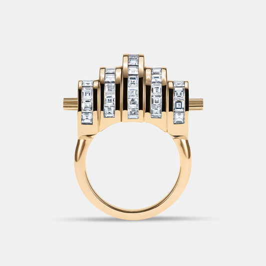 Cog Diamond Ring in 18 Karat Yellow Gold