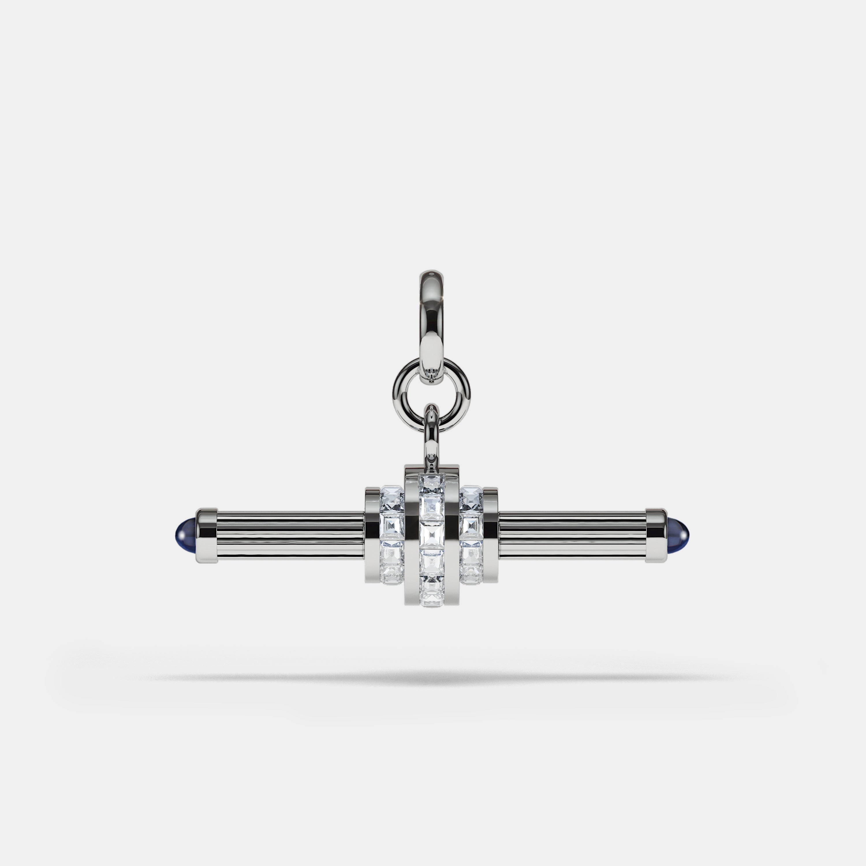 Cog Diamond T-Bar Pendant in 18 karat white gold