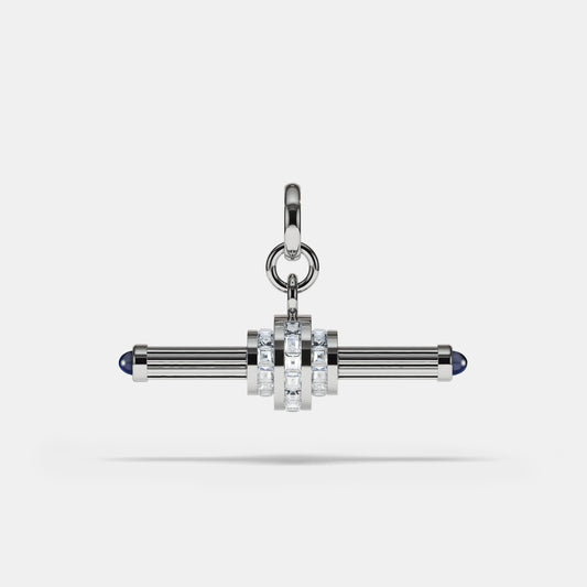 Cog Diamond T-Bar Pendant in 18 karat white gold