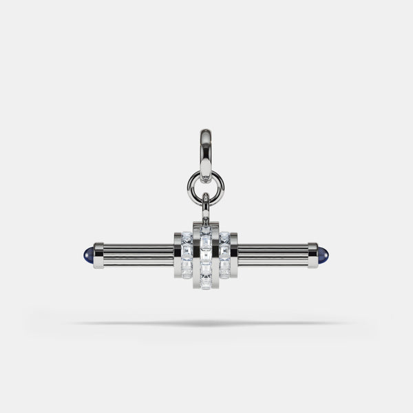 Cog Diamond T-Bar Pendant in 18 karat white gold