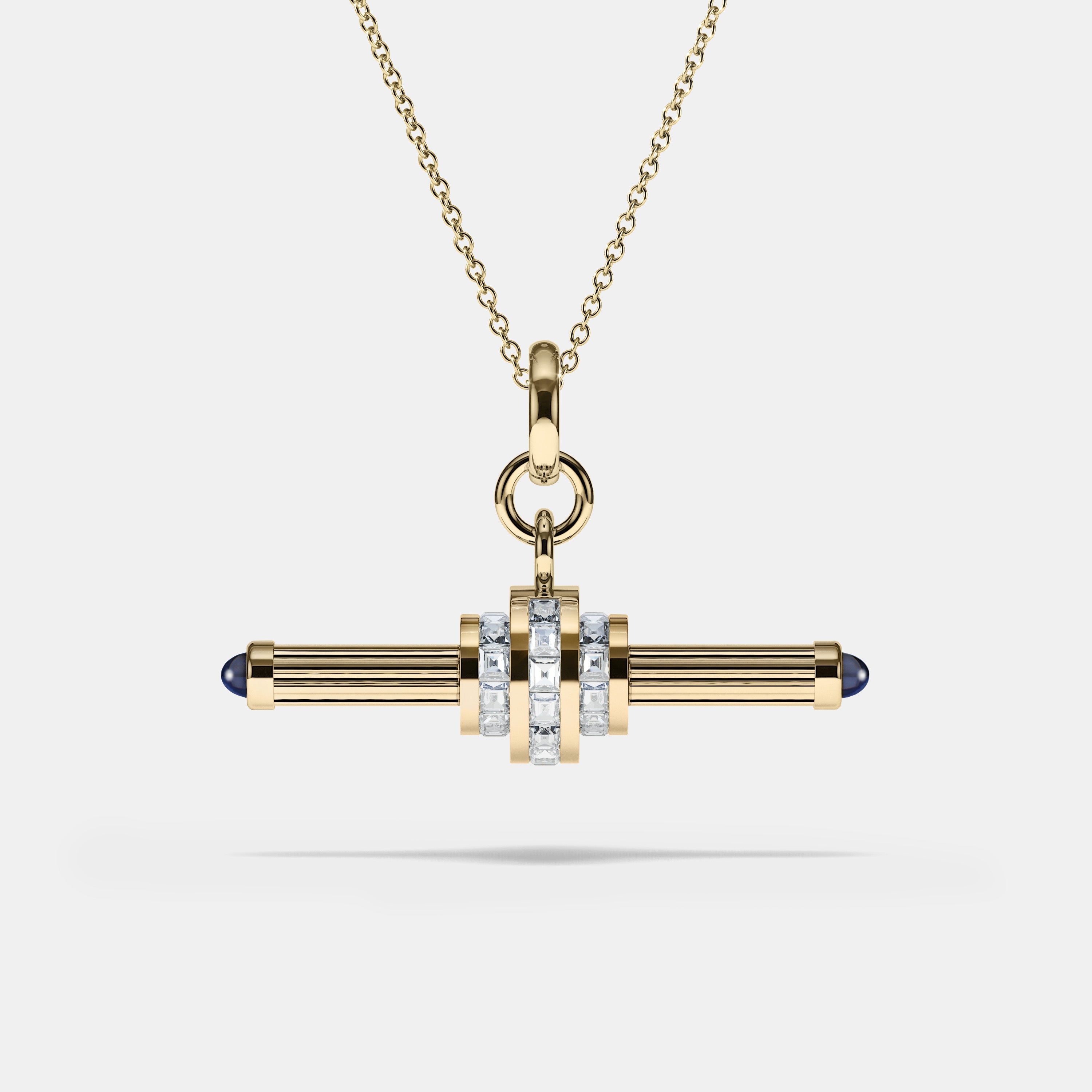 Cog Diamond T-Bar Pendant in 18 karat yellow gold
