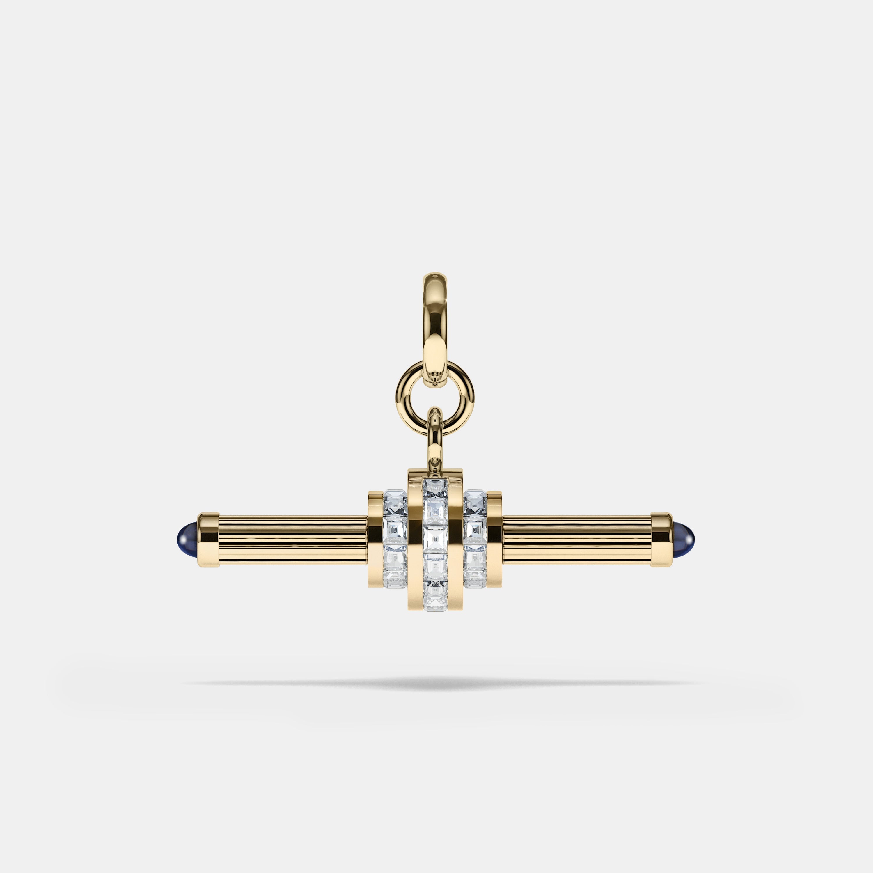 Cog Diamond T-Bar Pendant in 18 karat yellow gold