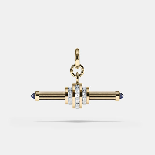 Cog Diamond T-Bar Pendant in 18 karat yellow gold