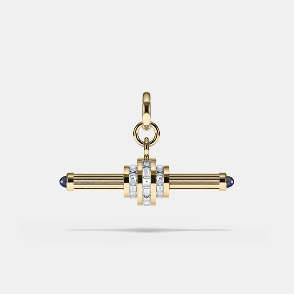 Cog Diamond T-Bar Pendant in 18 karat yellow gold