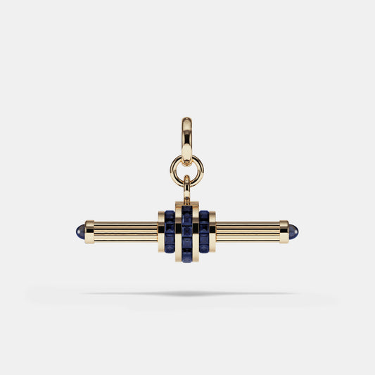 Cog Sapphire T-Bar Pendant in 18 karat yellow gold