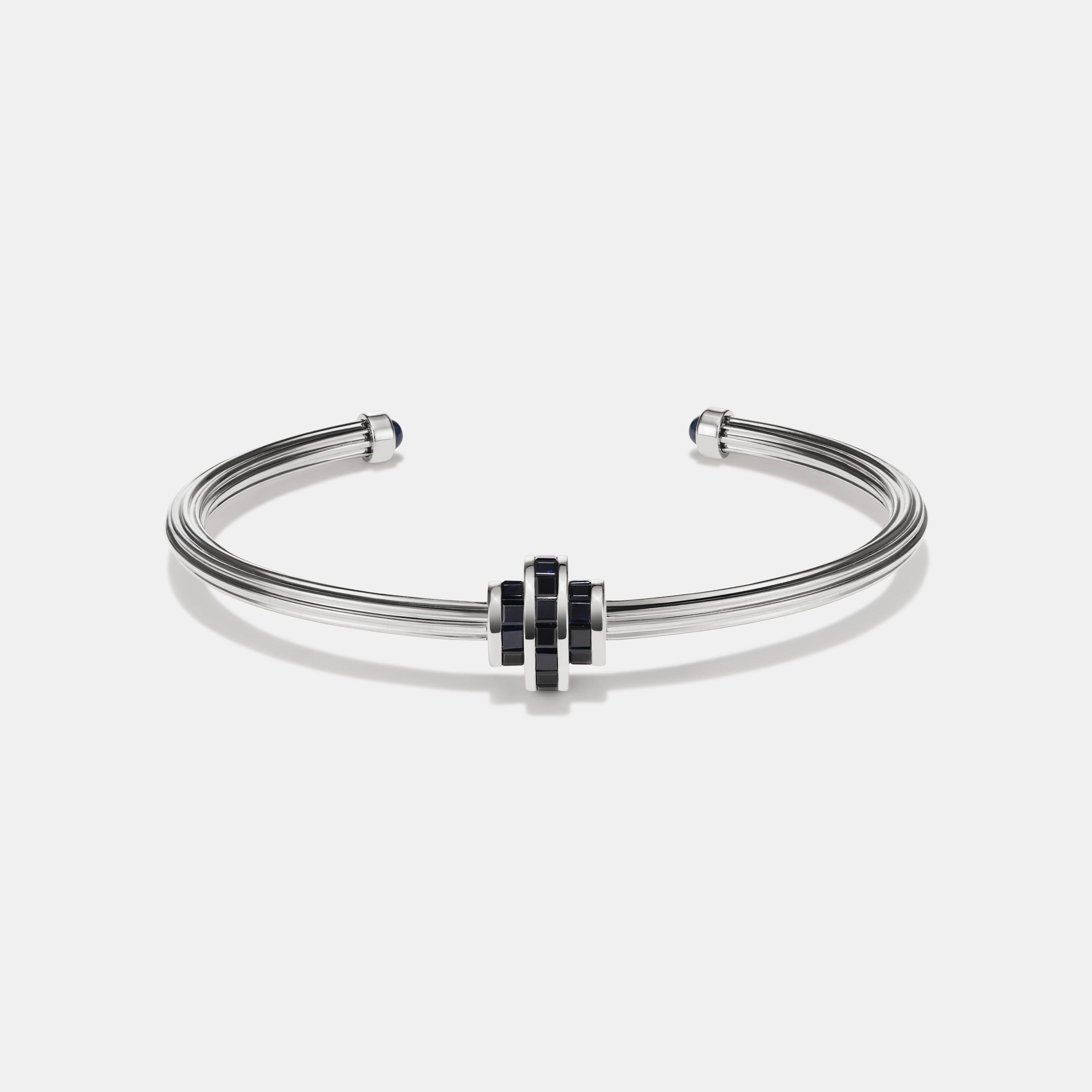 Cog Sapphire Wrist Cuff in 9 karat white gold