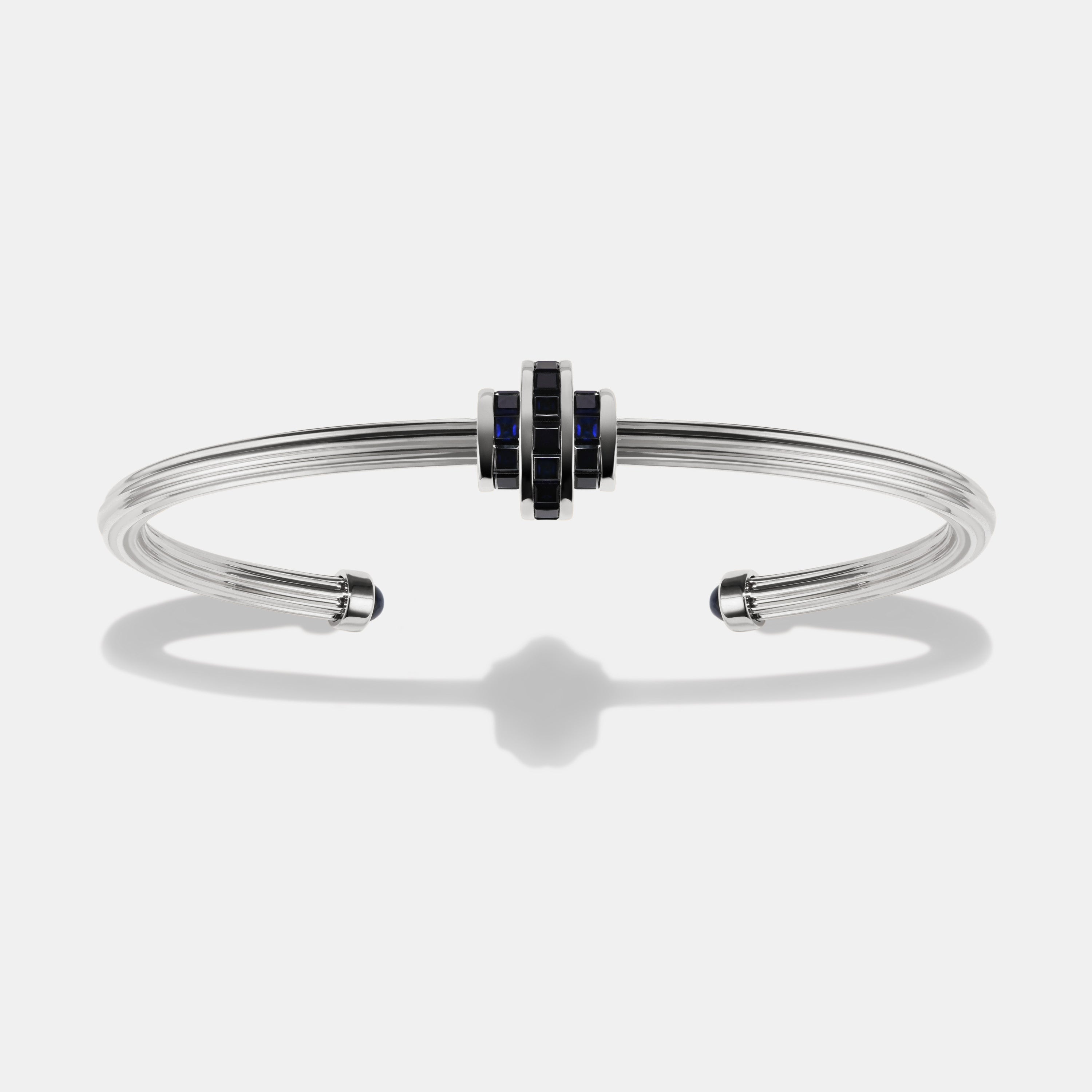 Cog Sapphire Wrist Cuff in 9 karat white gold