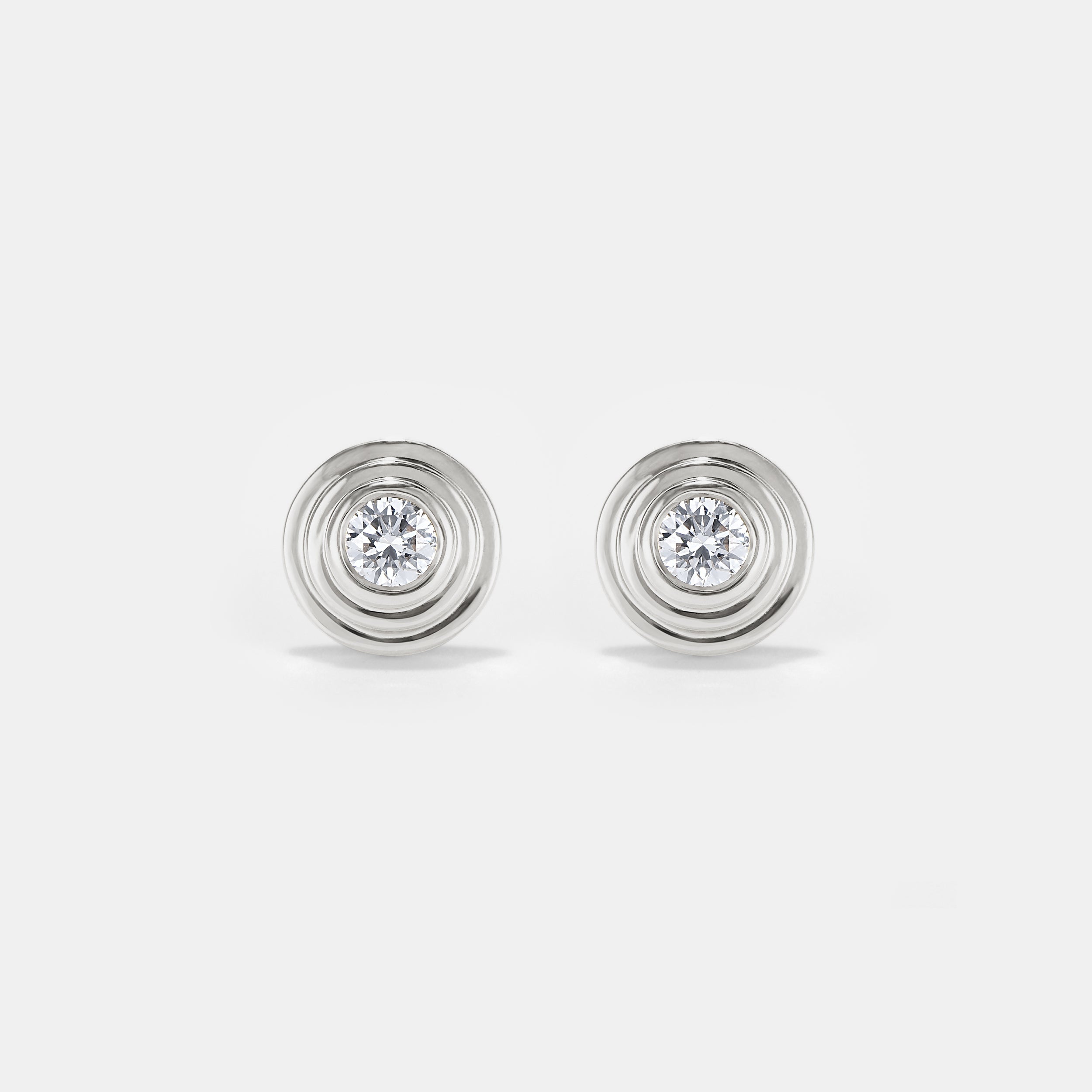 Contours Diamond Studs in White Gold - 0.10ct (0.20ctw)