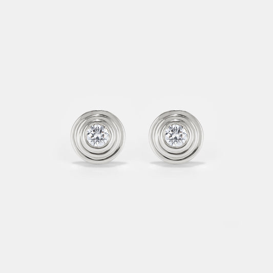 Contours Diamond Studs in White Gold - 0.10ct (0.20ctw)
