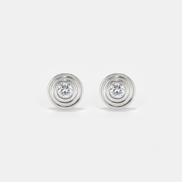 Contours Diamond Studs in White Gold - 0.10ct (0.20ctw)