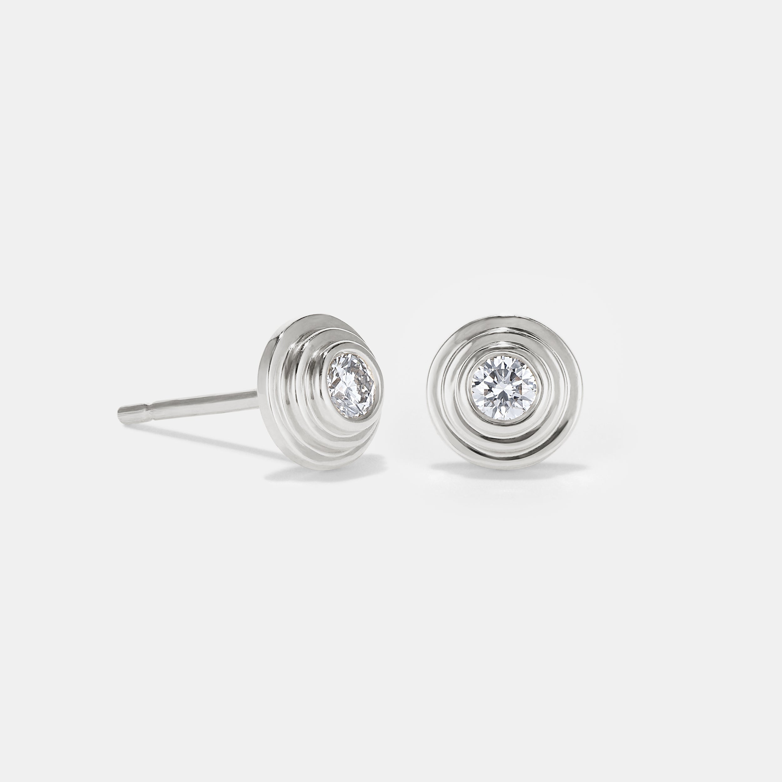 Contours Diamond Studs in White Gold - 0.10ct (0.20ctw)