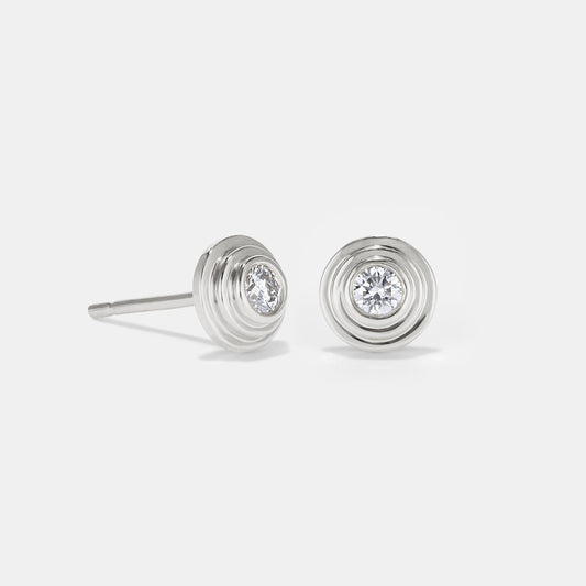 Contours Diamond Studs in White Gold - 0.10ct (0.20ctw)