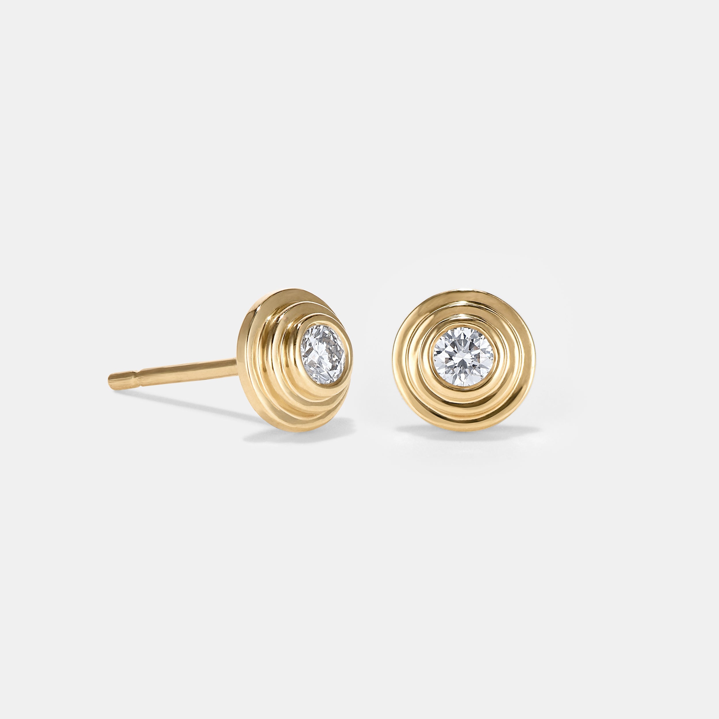 Contours Diamond Studs in Yellow Gold - 0.10ct (0.20ctw)