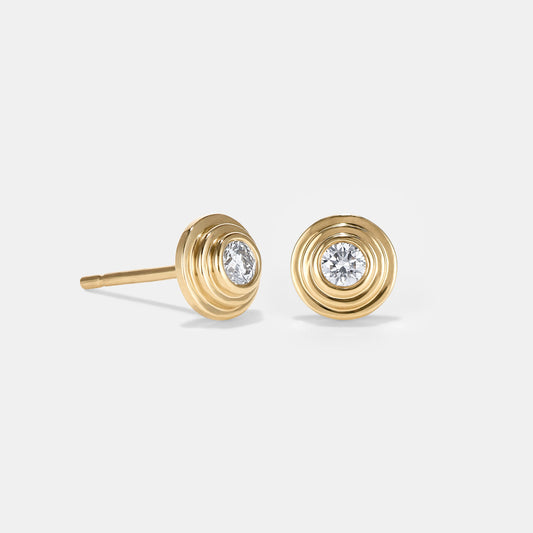 Contours Diamond Studs in Yellow Gold - 0.10ct (0.20ctw)