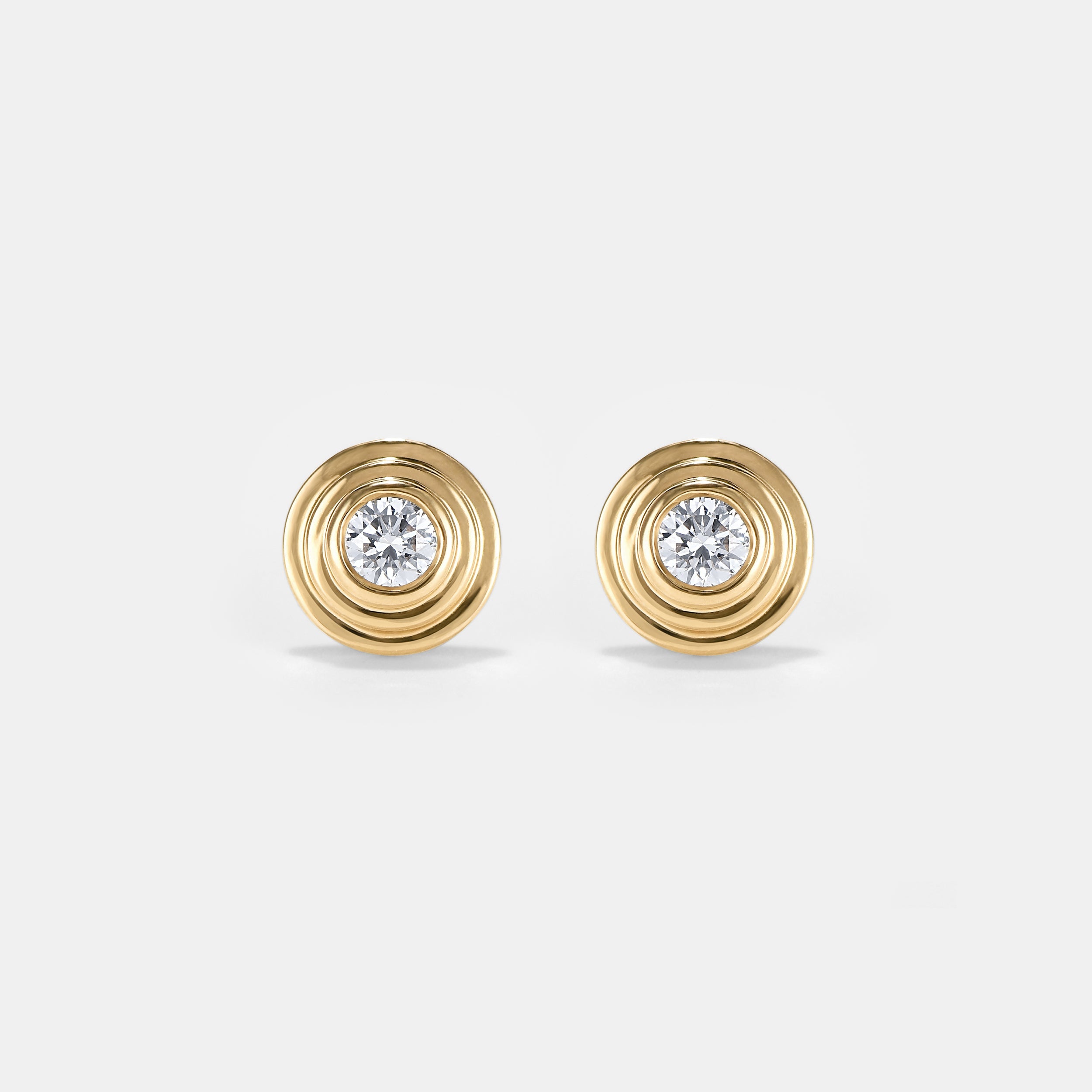 Contours Diamond Studs in Yellow Gold - 0.10ct (0.20ctw)
