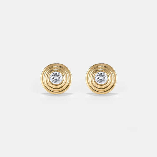 Contours Diamond Studs in Yellow Gold - 0.10ct (0.20ctw)