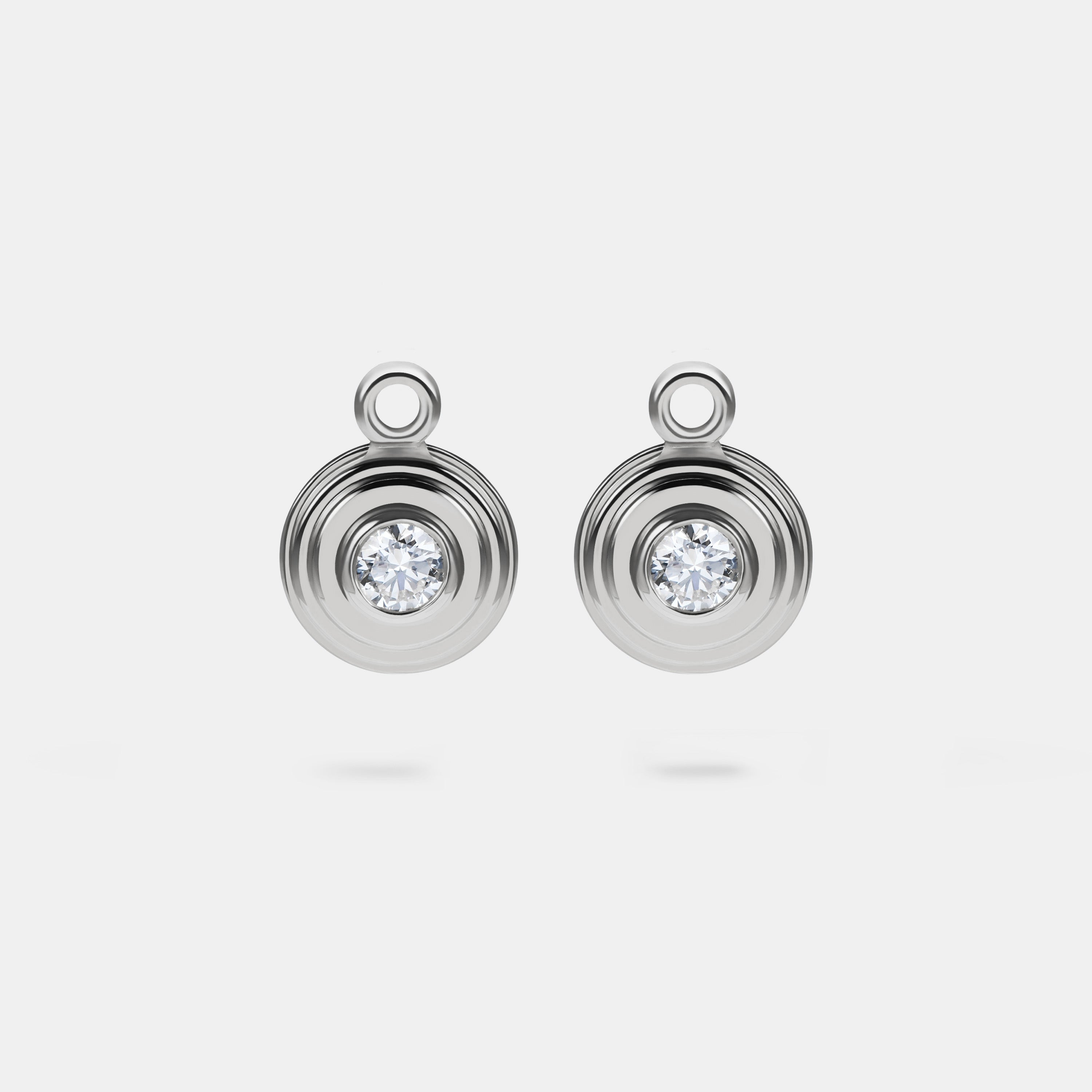 Contours Earring Charm Round Diamond - 18 Karat White Gold