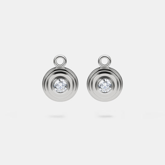 Contours Earring Charm Round Diamond - 18 Karat White Gold