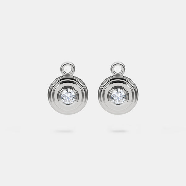 Contours Earring Charm Round Diamond - 18 Karat White Gold