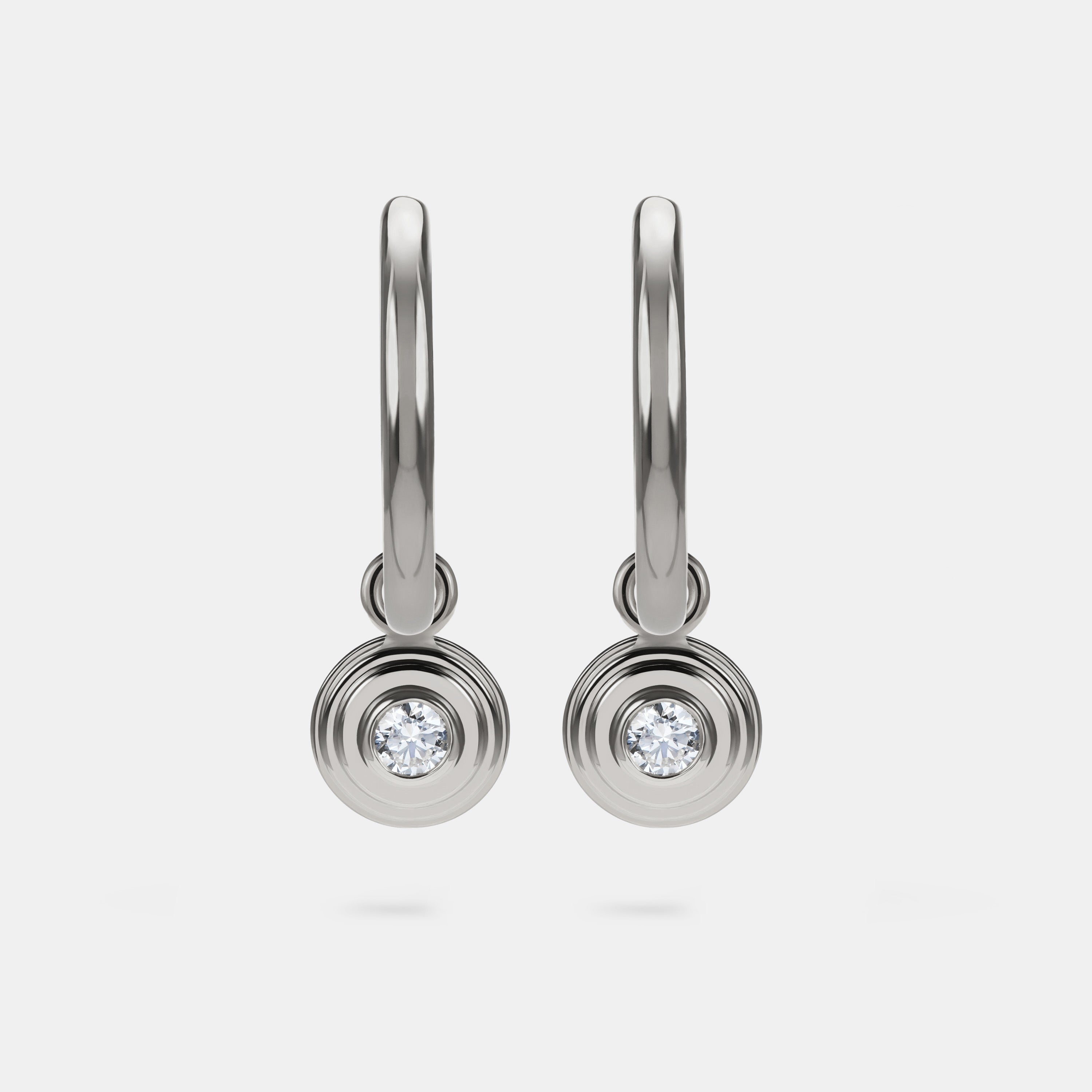 Contours Earring Charm Round Diamond - 18 Karat White Gold