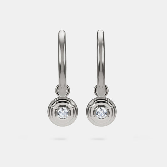 Contours Earring Charm Round Diamond - 18 Karat White Gold
