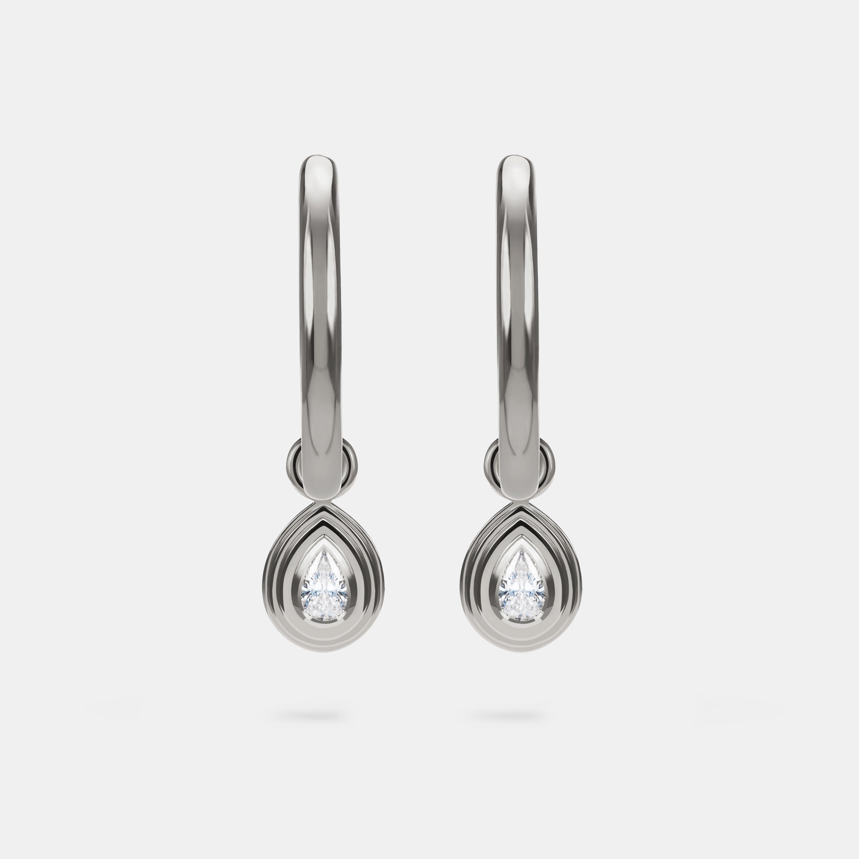 Contours Earring Charms Pear Diamond in 18 Karat White Gold