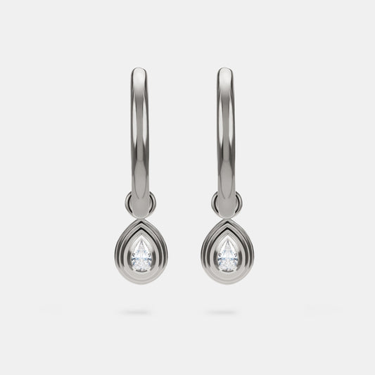Contours Earring Charms Pear Diamond in 18 Karat White Gold