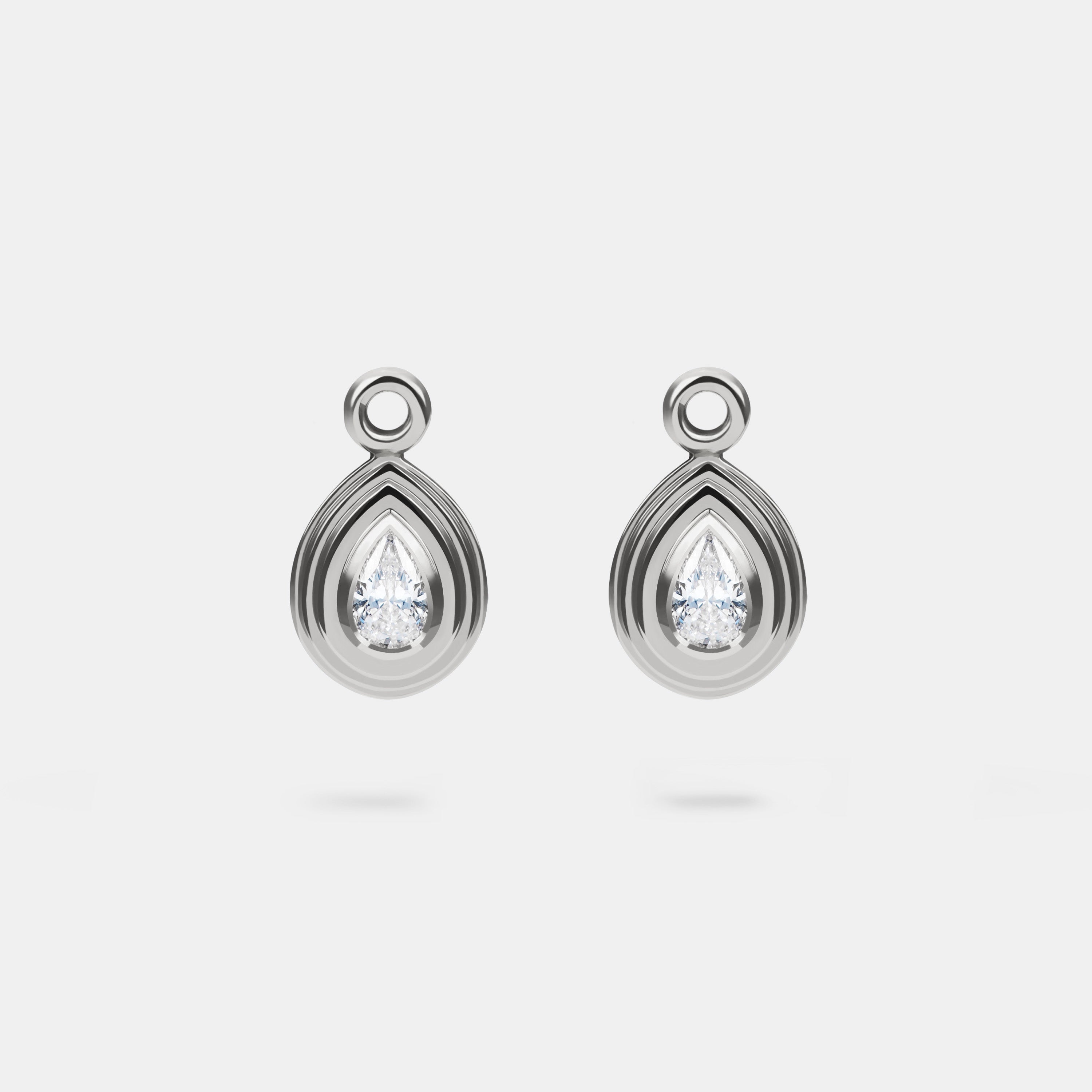 Contours Earring Charms Pear Diamond in 18 Karat White Gold