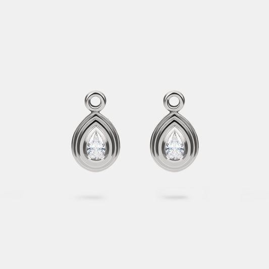 Contours Earring Charms Pear Diamond in 18 Karat White Gold