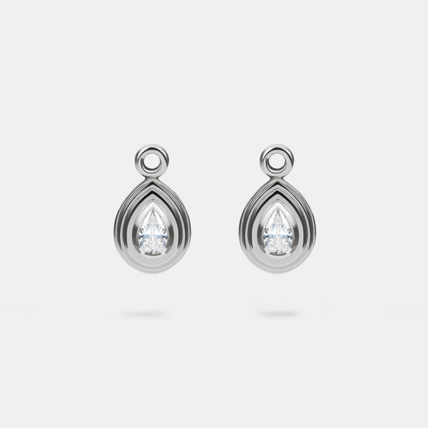 Contours Earring Charms Pear Diamond in 18 Karat White Gold