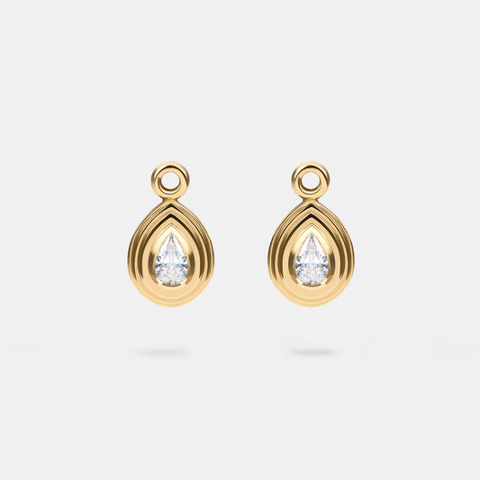 Contours Earring Charms Pear Diamond in 18 Karat Yellow Gold