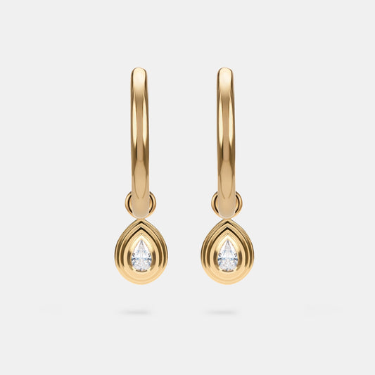 Contours Earring Charms Pear Diamond in 18 Karat Yellow Gold