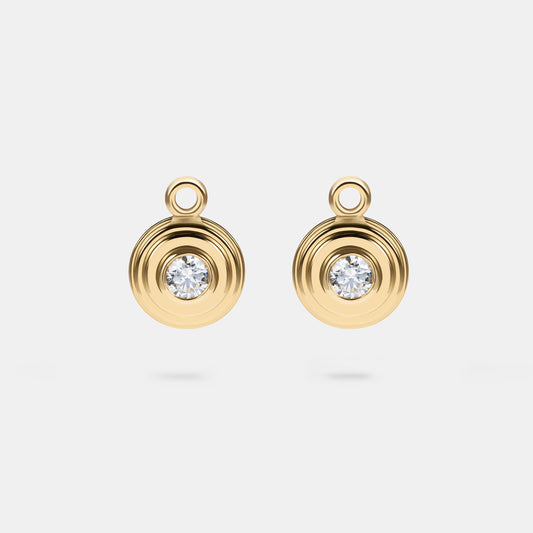 Contours Earring Charms Round Diamond in 18 Karat Yellow Gold