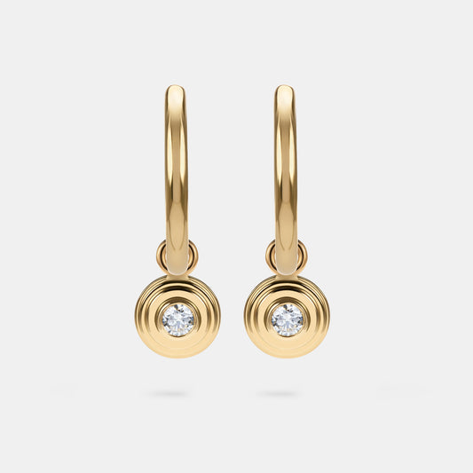 Contours Earring Charms Round Diamond in 18 Karat Yellow Gold