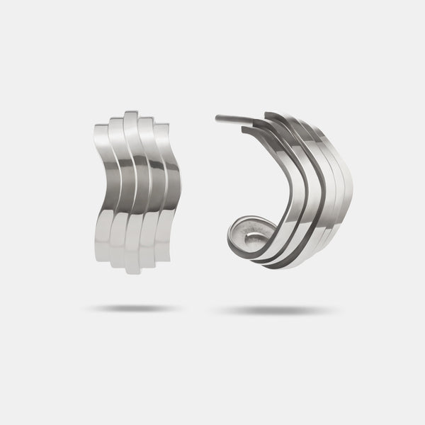 Contours Hoops in White Gold