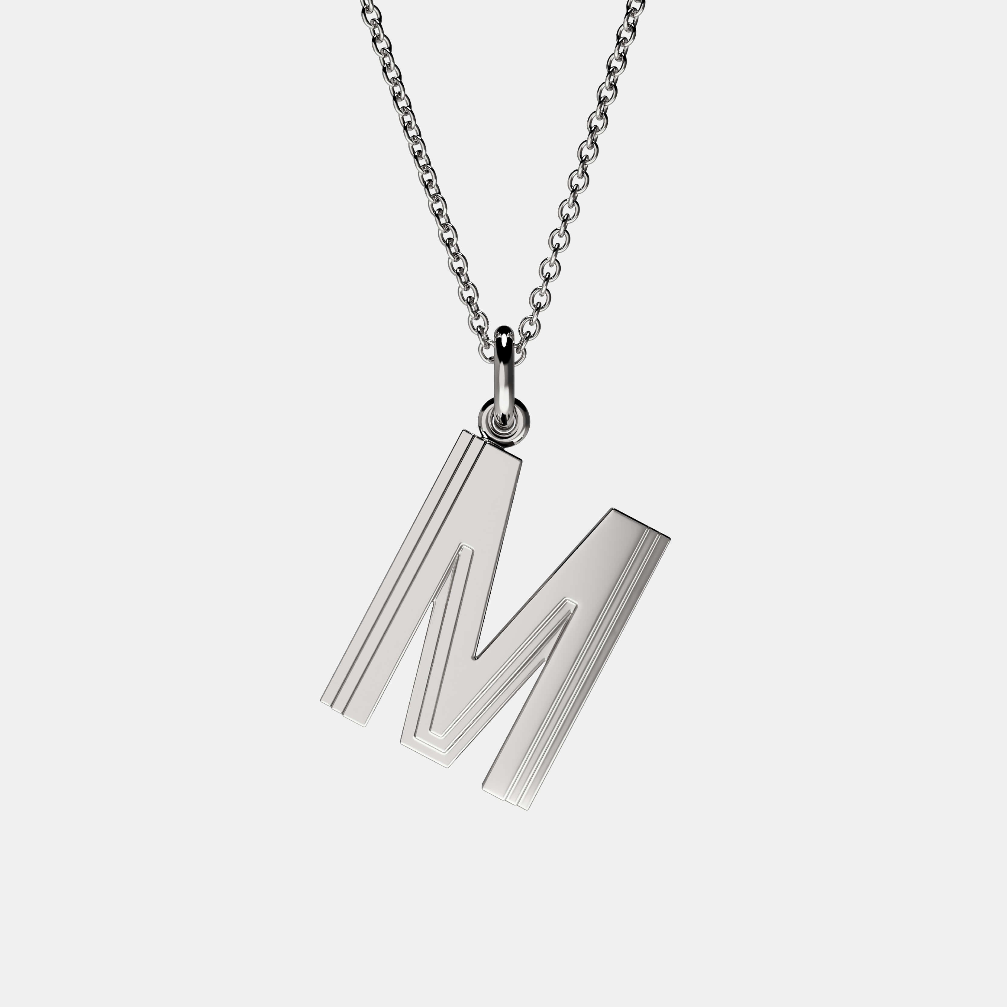 Contours Large Letter Pendant in White Gold
