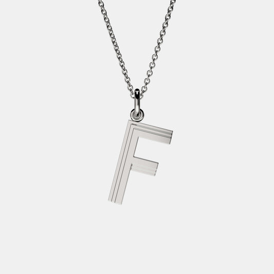 Contours Large Letter Pendant in White Gold