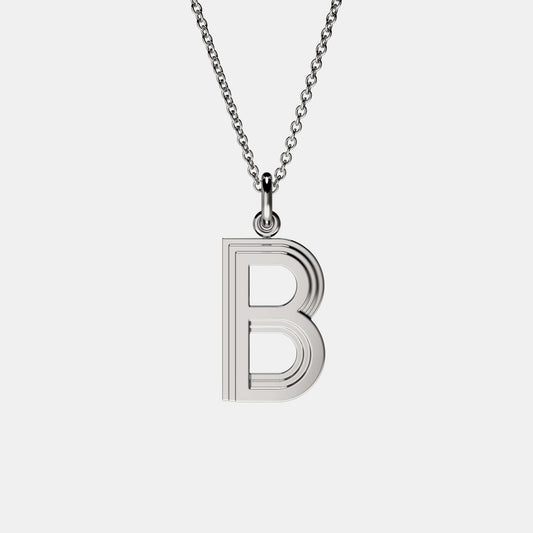Contours Large Letter Pendant in White Gold